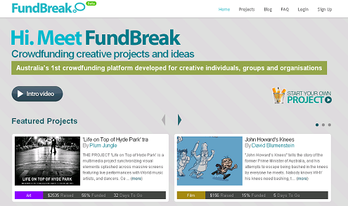 Crowdfunding example screenshot - Fundbreak