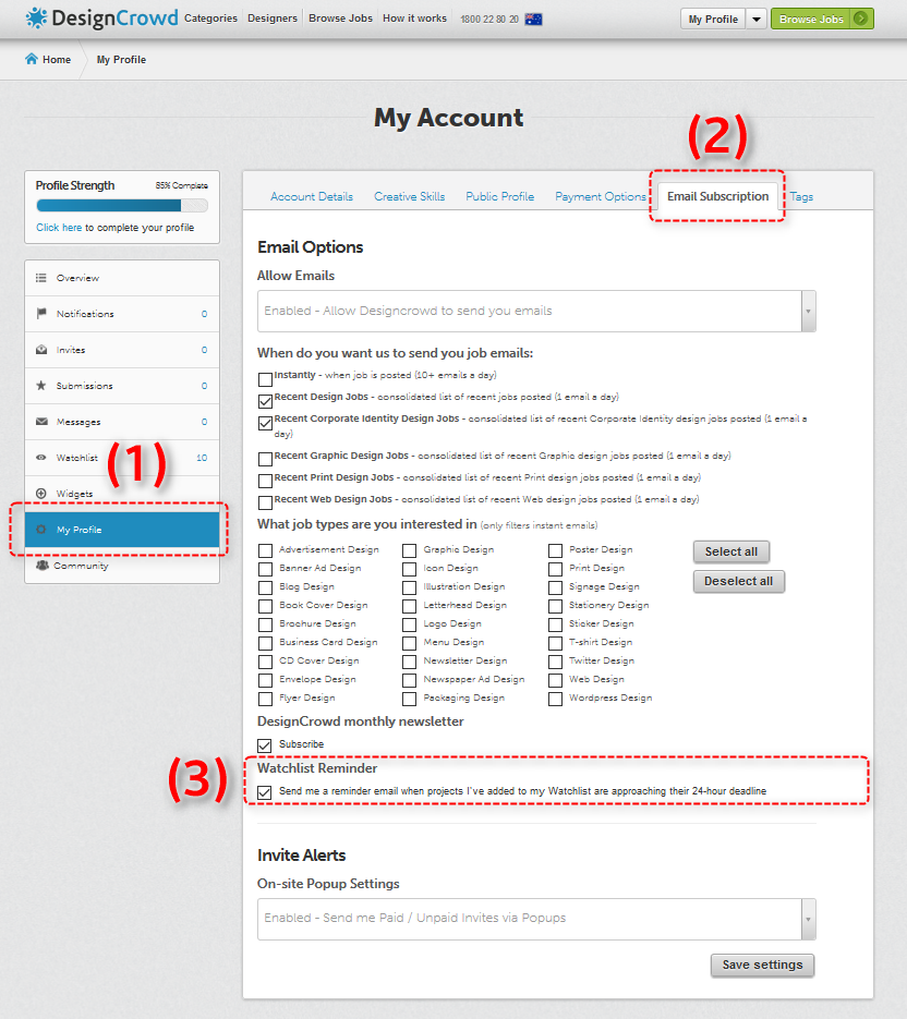 How to turn on or off watchlist reminders